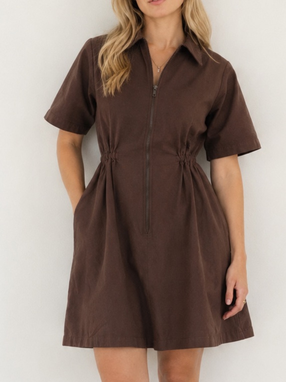 Noble Brown Utility Mini Dress Large